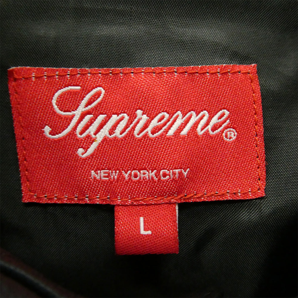 Supreme シュプリーム 21AW LEATHER SHIRT BOX LOGO ボックスロゴ 型押し レザー シャツ ブラック系 L【極上美品】【中古】
