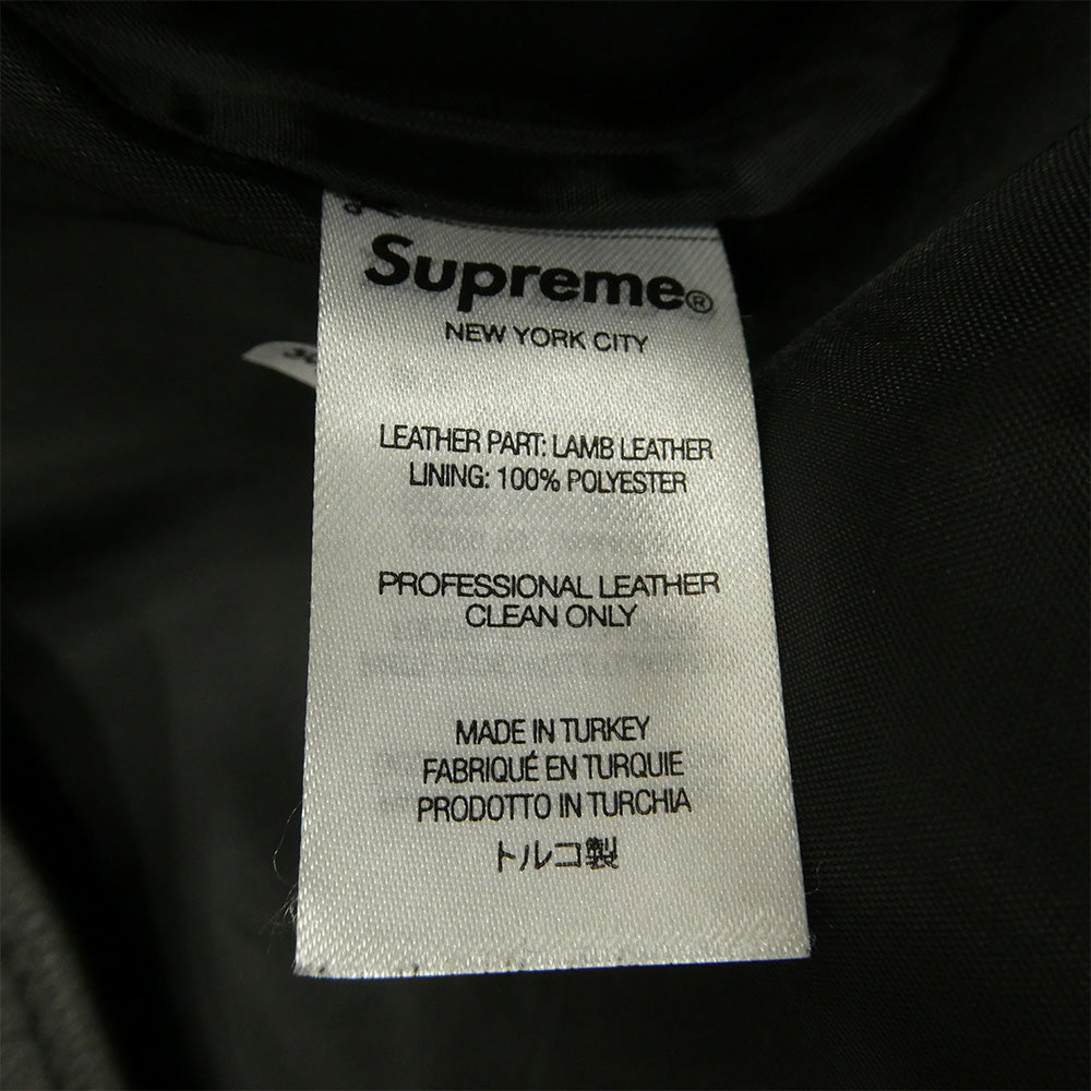 Supreme シュプリーム 21AW LEATHER SHIRT BOX LOGO ボックスロゴ 型押し レザー シャツ ブラック系 L【極上美品】【中古】
