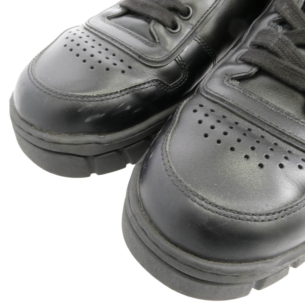 PRADA プラダ 2EE378 BLACK LEATHER SNEAKER トライアングルロゴ レザー ローカット スニーカー ブラック系 9【中古】