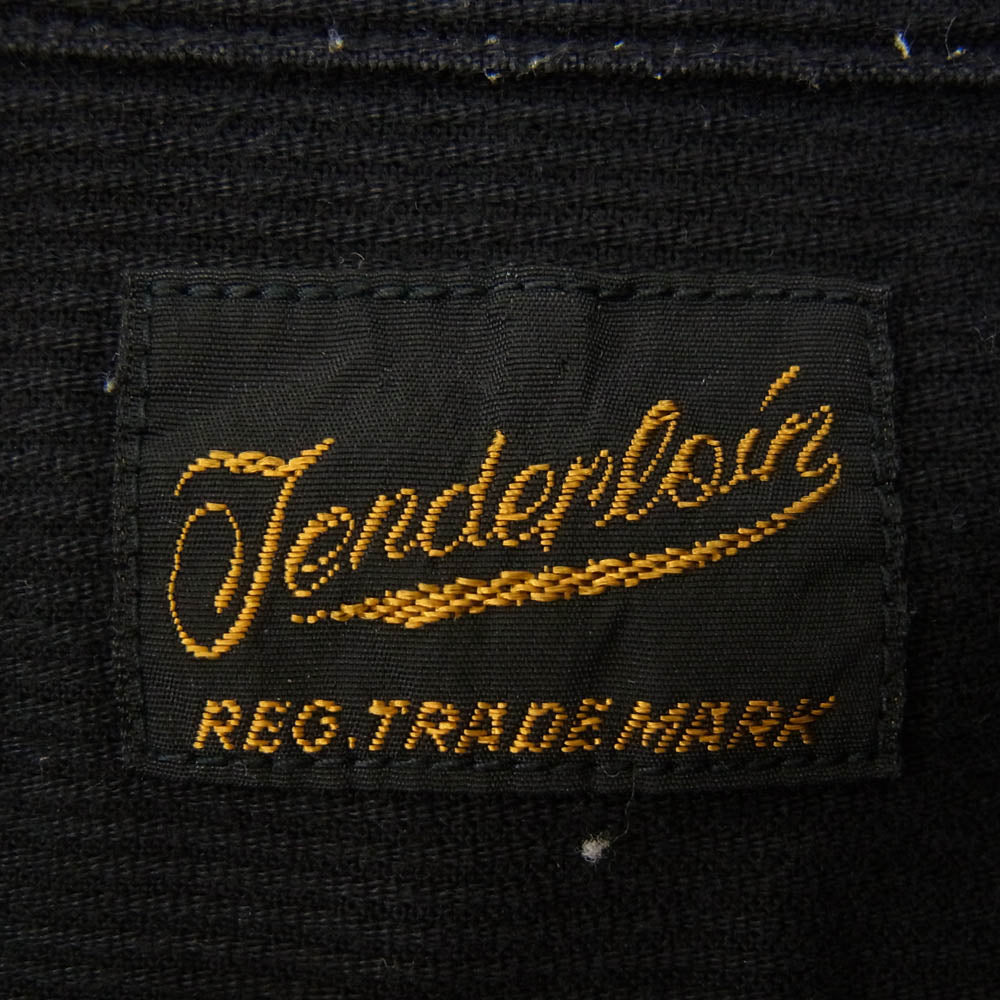 TENDERLOIN テンダーロイン ワッペン ワンポイント 半袖 ショートスリーブ ワーク シャツ ブラック系 L【中古】