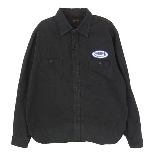 TENDERLOIN テンダーロイン ワッペン ワンポイント 長袖 ロングスリーブ コットン ワークシャツ ブラック系 L【中古】