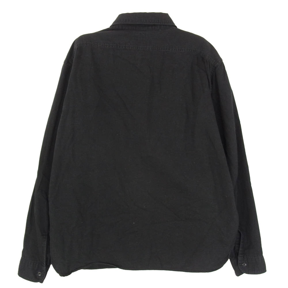 TENDERLOIN テンダーロイン ワッペン ワンポイント 長袖 ロングスリーブ コットン ワークシャツ ブラック系 L【中古】