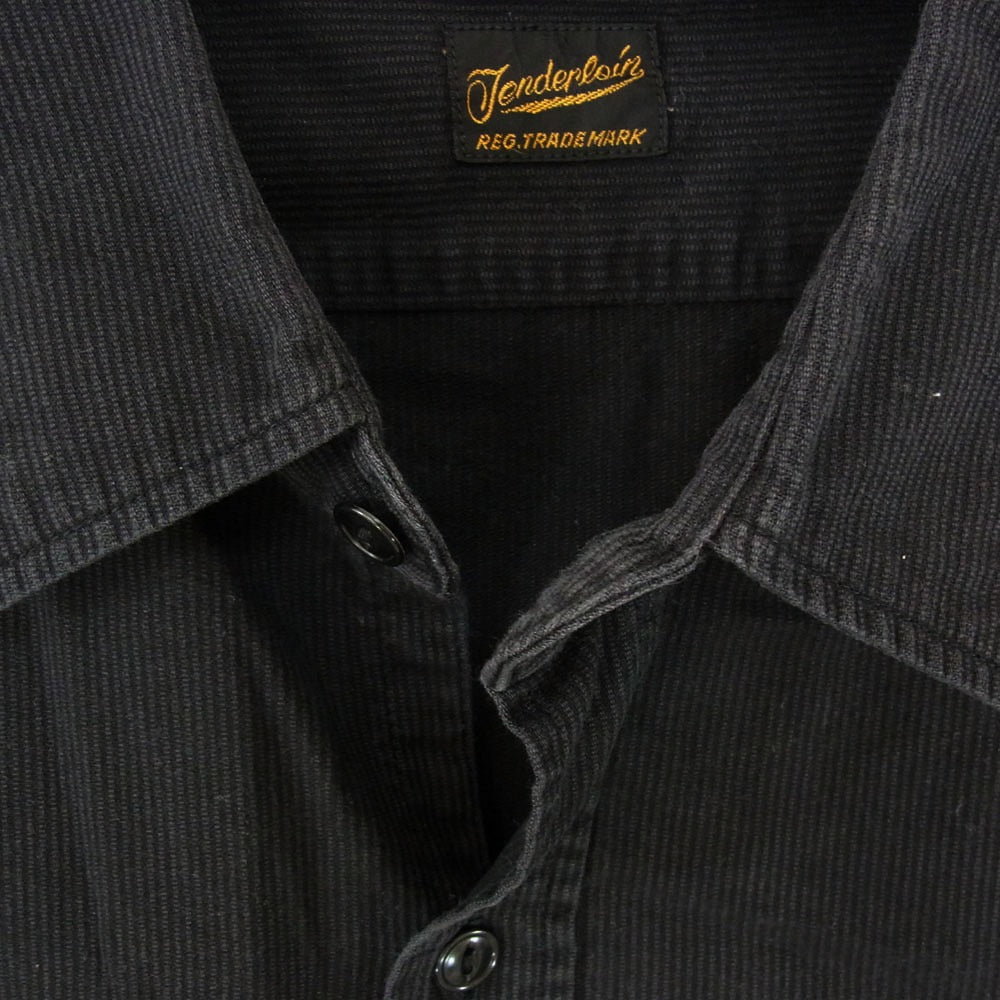 TENDERLOIN テンダーロイン ワッペン ワンポイント 長袖 ロングスリーブ コットン ワークシャツ ブラック系 L【中古】