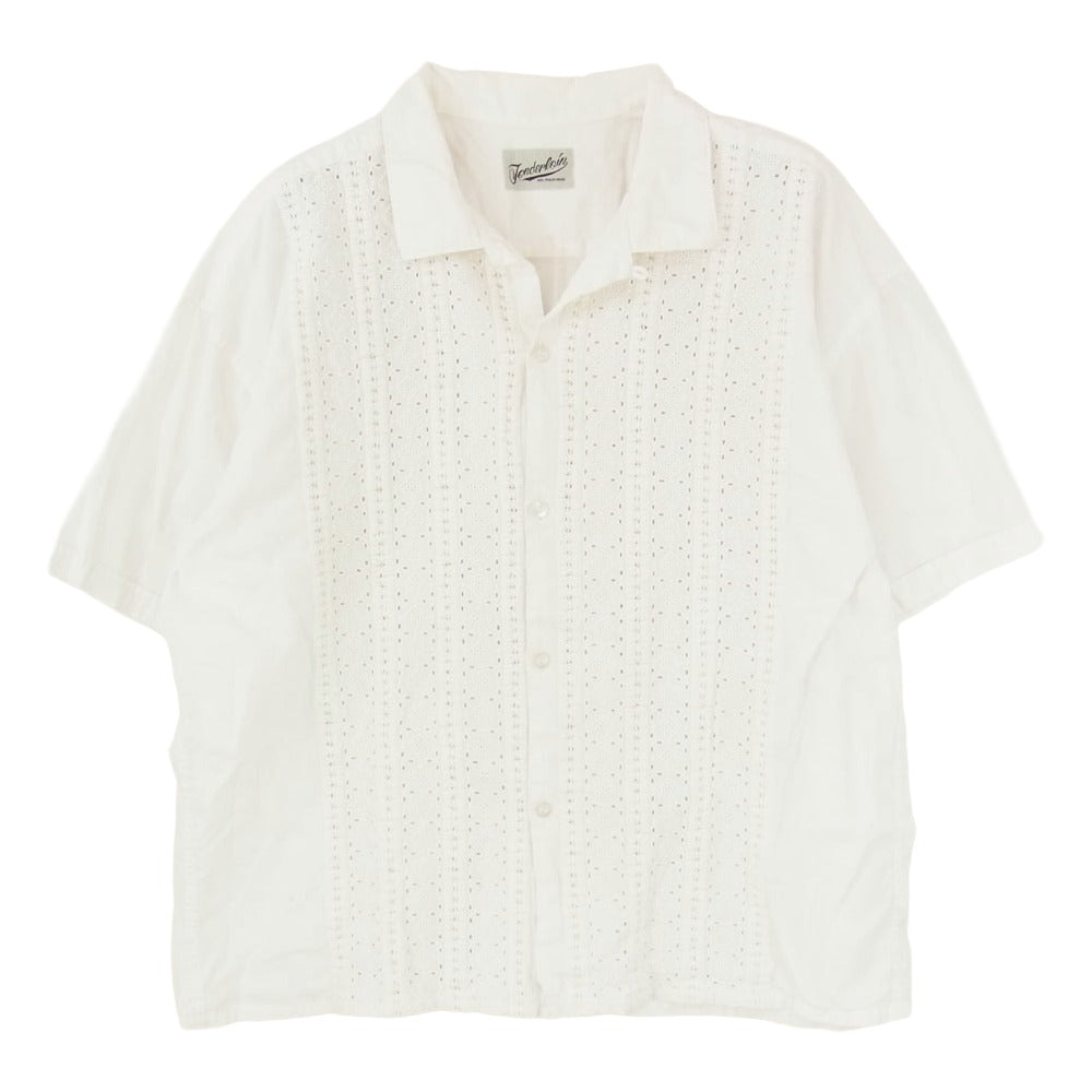TENDERLOIN テンダーロイン SLUB EMBROIDERY SHT S/S 半袖 オープンカラー レース シャツ ホワイト系 L【中古】