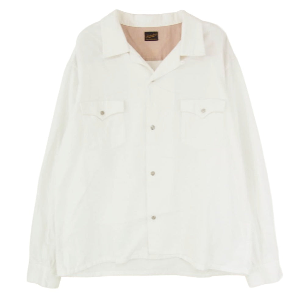 TENDERLOIN テンダーロイン T-WESTERN オープンカラー ウエスタン ピケ 長袖 ワーク シャツ ホワイト系 XL【中古】