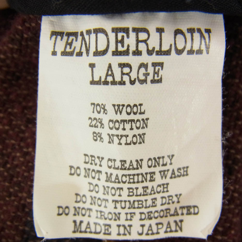 TENDERLOIN テンダーロイン T-BLANKET PARKA トグルボタン ブランケット パーカー ジャケット エンジ系 L【中古】