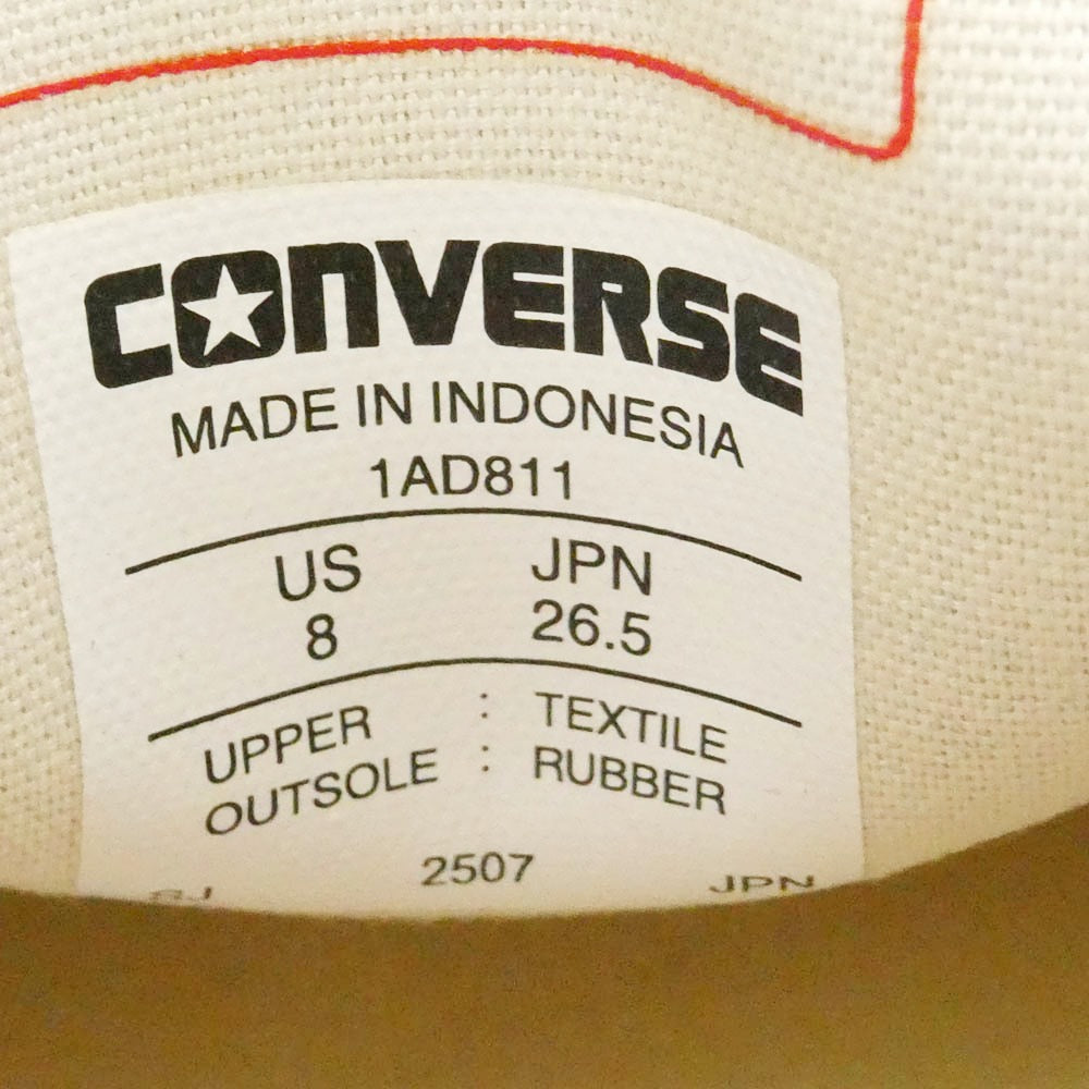 CONVERSE コンバース 1AD811 ADDICT アディクト CHUCK TAYLOR CANVAS OX チャックテイラー キャンバス オックス ローカット スニーカー エンジ系 ホワイト系 26.5cm【美品】【中古】