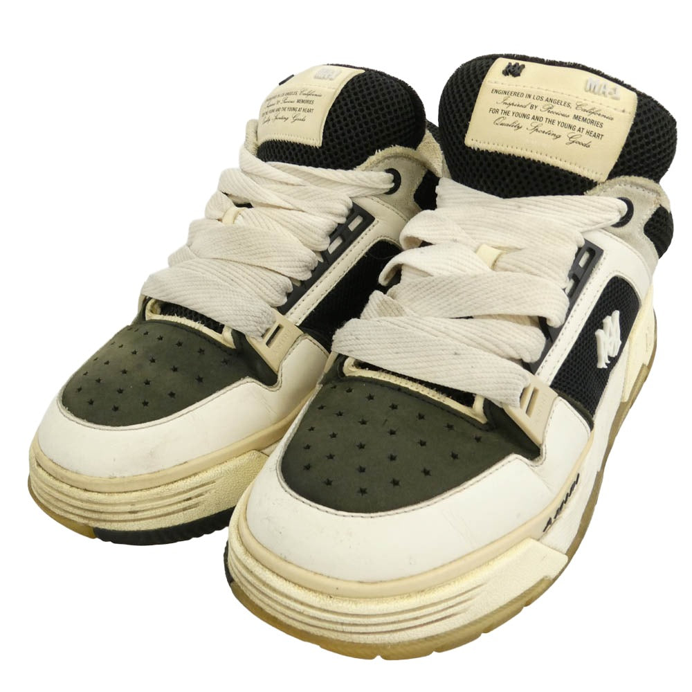 AMIRI アミリ AMFOSR1097-087 MA-1 SNEAKERS ハウス ロゴ ダブルシューレース スニーカー ホワイト系 ブラック系 42【中古】