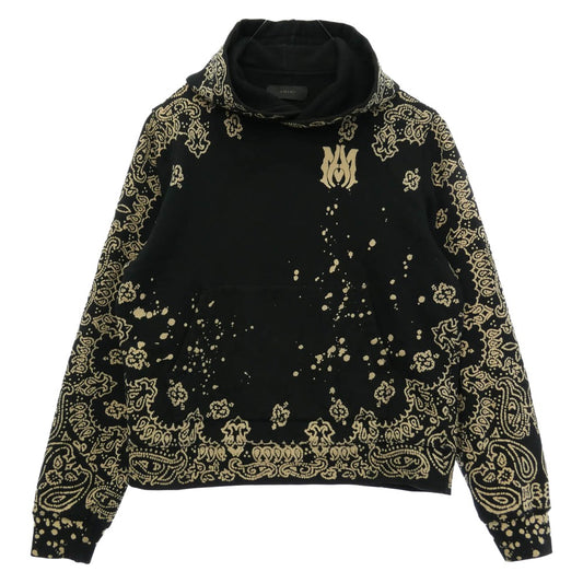 AMIRI アミリ AMI-17216U00CL Bandana Bleach Pullover Parka バンダナ ペイズリー ブリーチ プルオーバー スウェット パーカー フーディー ブラック系 M【中古】