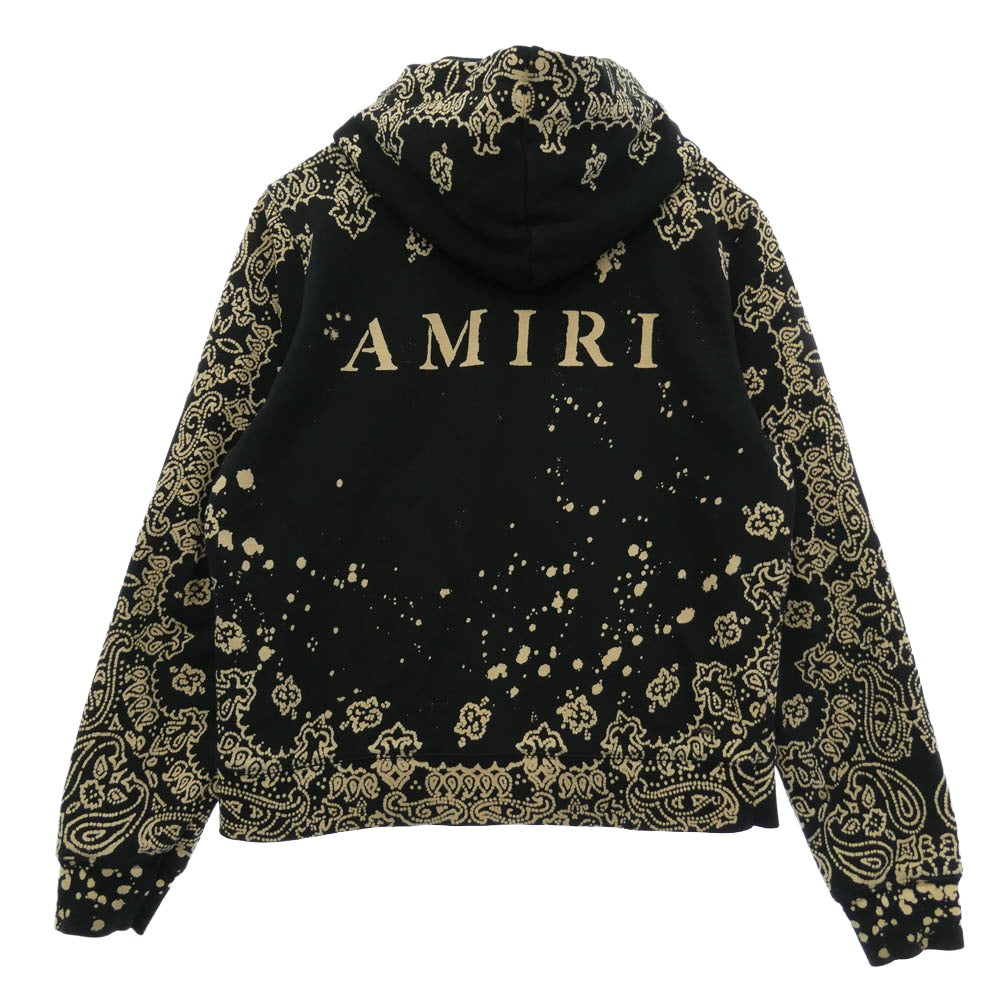 AMIRI アミリ AMI-17216U00CL Bandana Bleach Pullover Parka バンダナ ペイズリー ブリーチ プルオーバー スウェット パーカー フーディー ブラック系 M【中古】