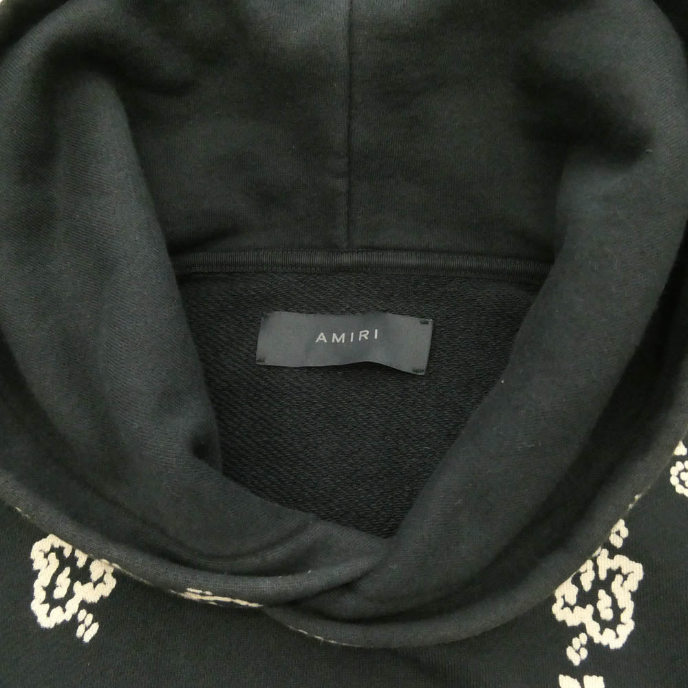AMIRI アミリ AMI-17216U00CL Bandana Bleach Pullover Parka バンダナ ペイズリー ブリーチ プルオーバー スウェット パーカー フーディー ブラック系 M【中古】