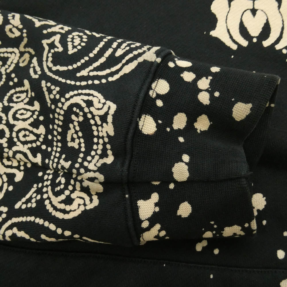AMIRI アミリ AMI-17216U00CL Bandana Bleach Pullover Parka バンダナ ペイズリー ブリーチ プルオーバー スウェット パーカー フーディー ブラック系 M【中古】