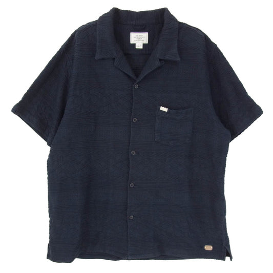 CRIMIE クライミー CR01-02L1-SS30 オープンカラー コットン 半袖 開襟 シャツ ネイビー系 XL【中古】