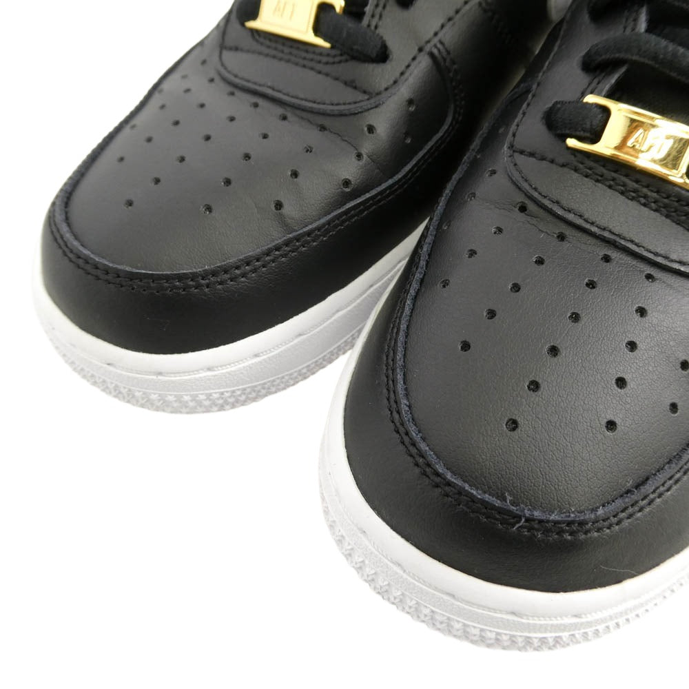 NIKE ナイキ CZ0270-001 Women's Air Force 1 Low 07 Essential Gold Mini Swoosh ウィメンズ エアフォース1 ロー 07 エッセンシャル ローカット スニーカー ブラック系 27cm【中古】