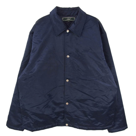 KITH キス Satin Coaches Jacket 裏地キルティング サテン ナイロン コーチ ジャケット ネイビー系 L【中古】
