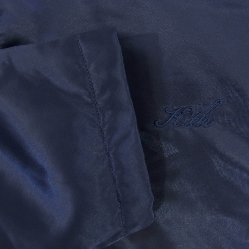 KITH キス Satin Coaches Jacket 裏地キルティング サテン ナイロン コーチ ジャケット ネイビー系 L【中古】