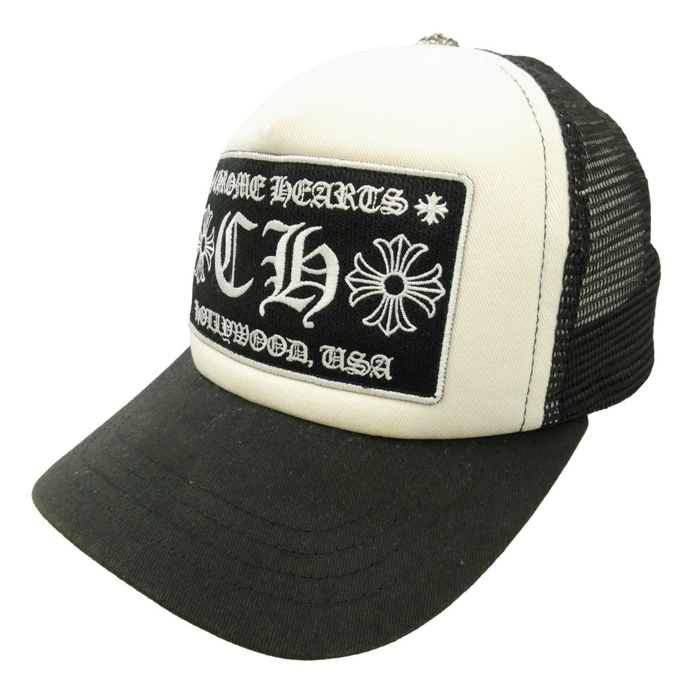 CHROME HEARTS クロムハーツ（原本無） TRUCKER CAP トラッカーキャップ CHパッチ クロスボール付 帽子 ブラック系 53-60【中古】