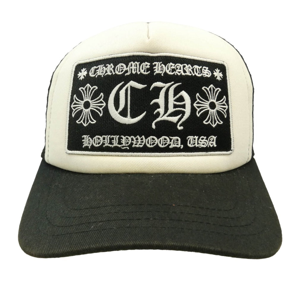 CHROME HEARTS クロムハーツ（原本無） TRUCKER CAP トラッカーキャップ CHパッチ クロスボール付 帽子 ブラック系 53-60【中古】