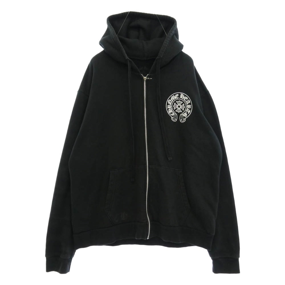 CHROME HEARTS クロムハーツ（原本無） SWTSHRT HD ZIP OSAKA 大阪限定 ホースシュープリント ダガー ジップ パーカー フーディー ブラック系 L【中古】