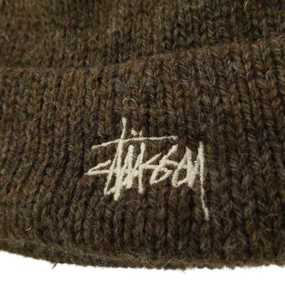 STUSSY ステューシー 90s 00s OLD オールド ロゴ ビーニー ニットキャップ ウールポリエステル ブラウン系【中古】