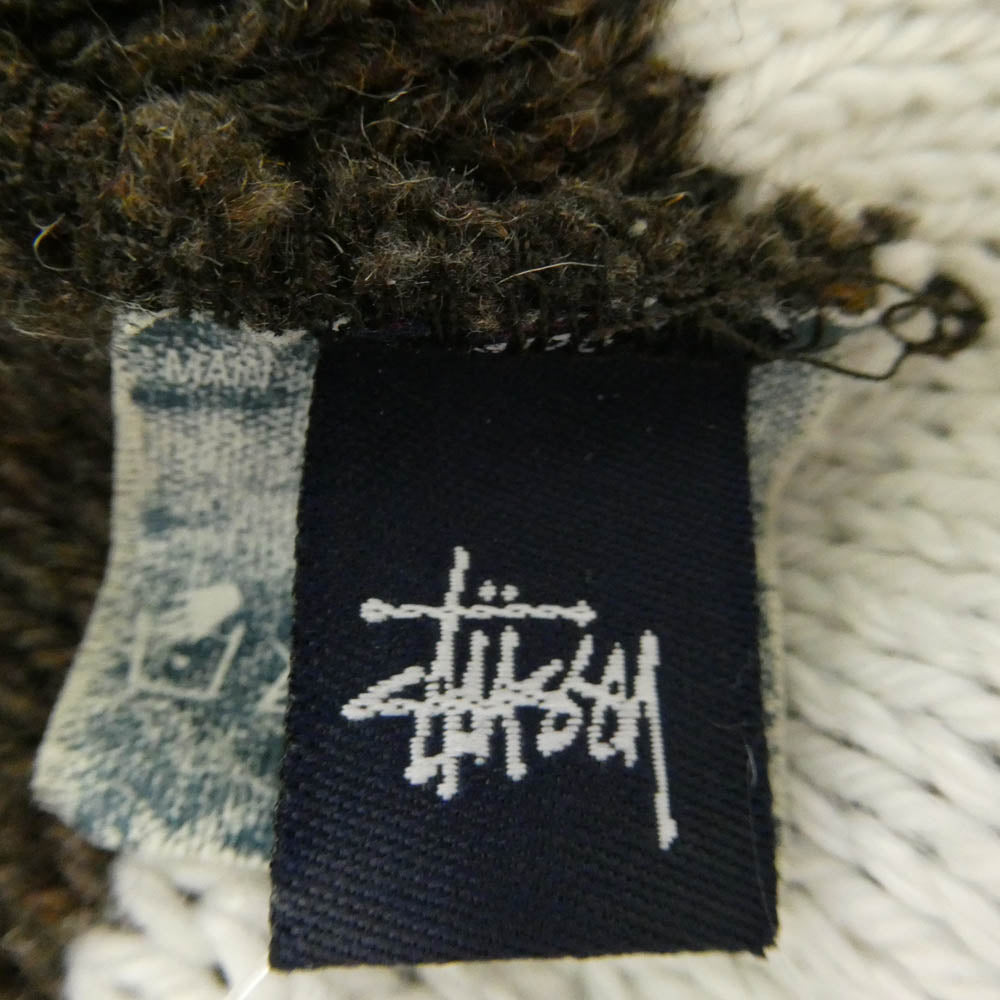 STUSSY ステューシー 90s 00s OLD オールド ロゴ ビーニー ニットキャップ ウールポリエステル ブラウン系【中古】