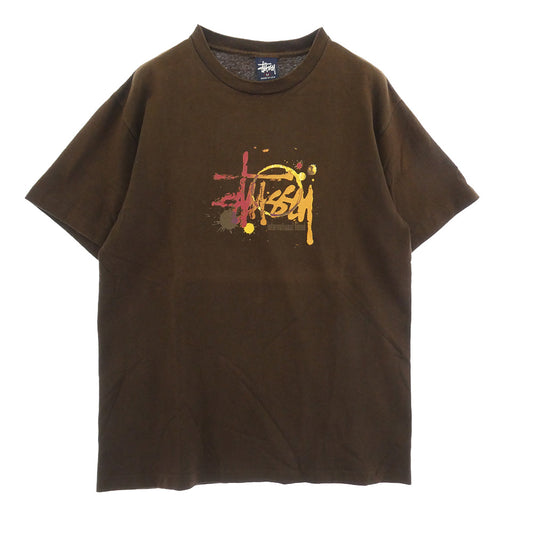 STUSSY ステューシー 00s USA製 紺タグ OLD オールド Ink Splatter tee グラフィック Tシャツ ブラウン系 M【中古】