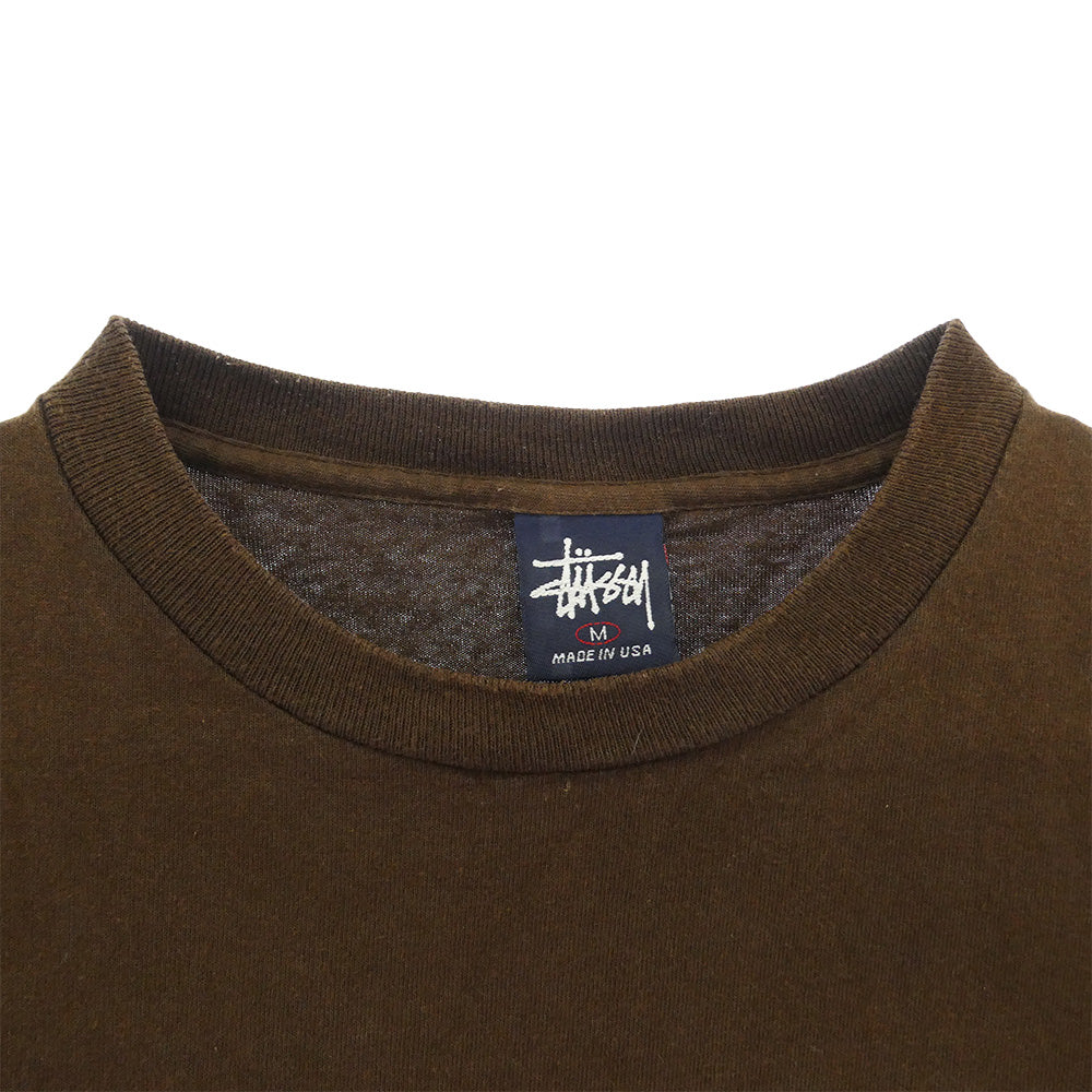 STUSSY ステューシー 00s USA製 紺タグ OLD オールド Ink Splatter tee グラフィック Tシャツ ブラウン系 M【中古】