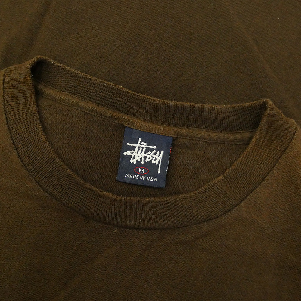 STUSSY ステューシー 00s USA製 紺タグ OLD オールド Ink Splatter tee グラフィック Tシャツ ブラウン系 M【中古】