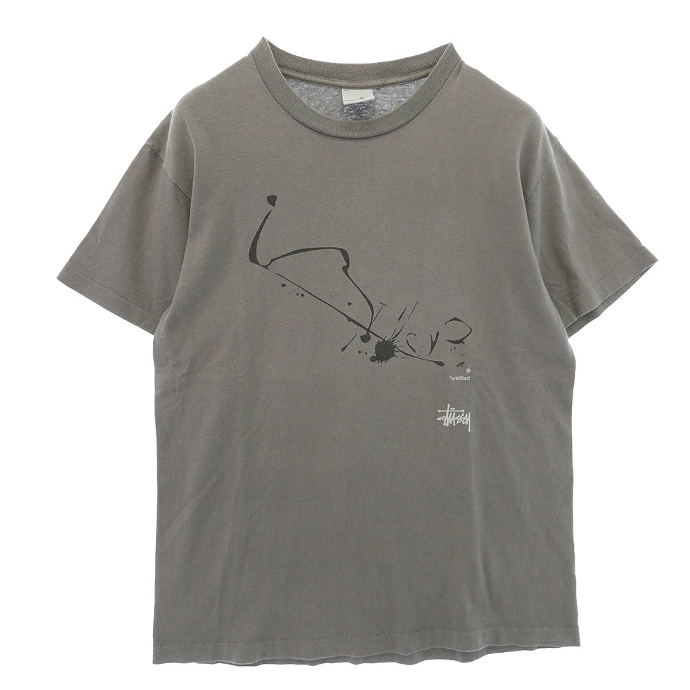 STUSSY ステューシー WTAPS ダブルタップス 90s USA製 銀タグ OLD オールド Drip Technique Tee グラフィック Tシャツ グレー系 M【中古】