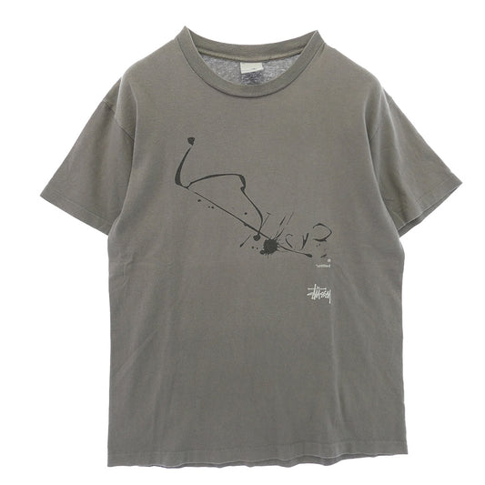 STUSSY ステューシー WTAPS ダブルタップス 90s USA製 銀タグ OLD オールド Drip Technique Tee グラフィック Tシャツ グレー系 M【中古】
