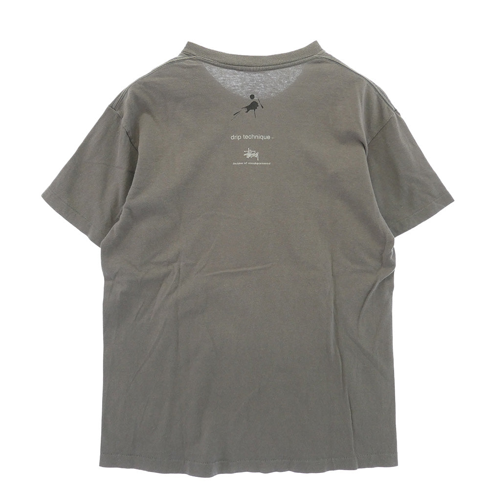 STUSSY ステューシー WTAPS ダブルタップス 90s USA製 銀タグ OLD オールド Drip Technique Tee グラフィック Tシャツ グレー系 M【中古】