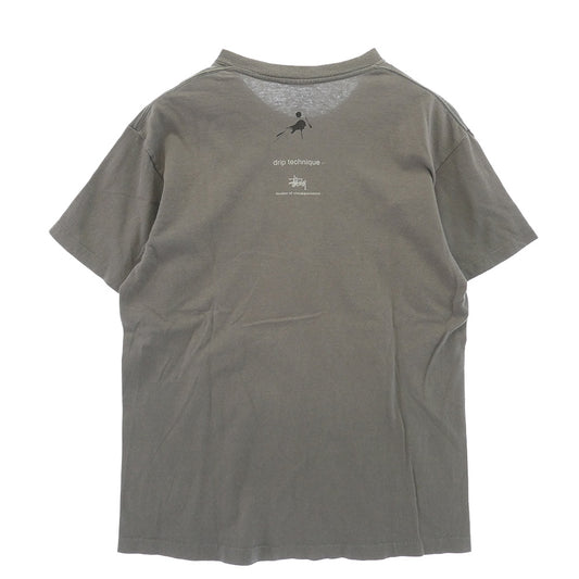 STUSSY ステューシー WTAPS ダブルタップス 90s USA製 銀タグ OLD オールド Drip Technique Tee グラフィック Tシャツ グレー系 M【中古】