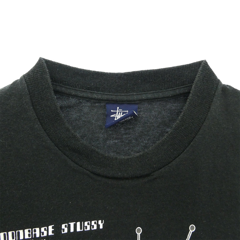 STUSSY ステューシー 90s 紺タグ OLD オールド moonbase tee グラフィック Tシャツ ブラック系 M【中古】