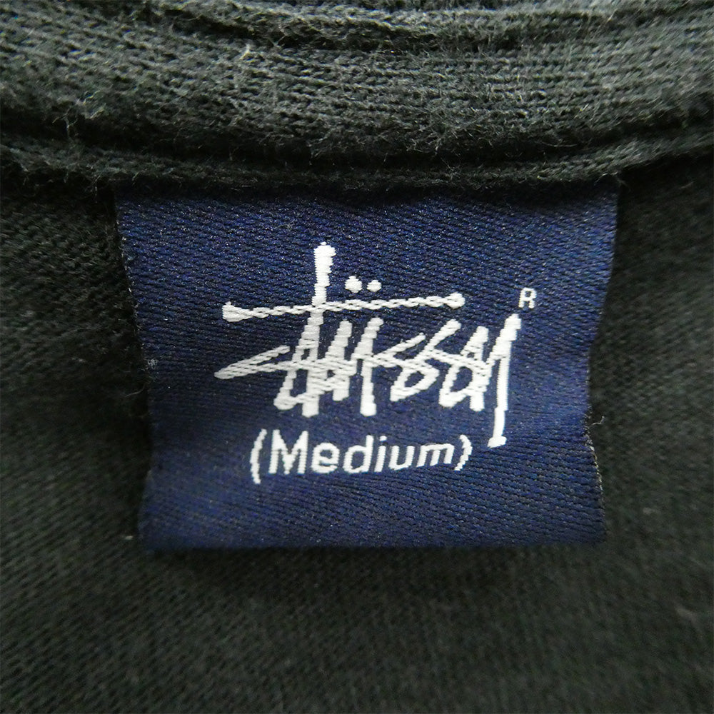 STUSSY ステューシー 90s 紺タグ OLD オールド moonbase tee グラフィック Tシャツ ブラック系 M【中古】
