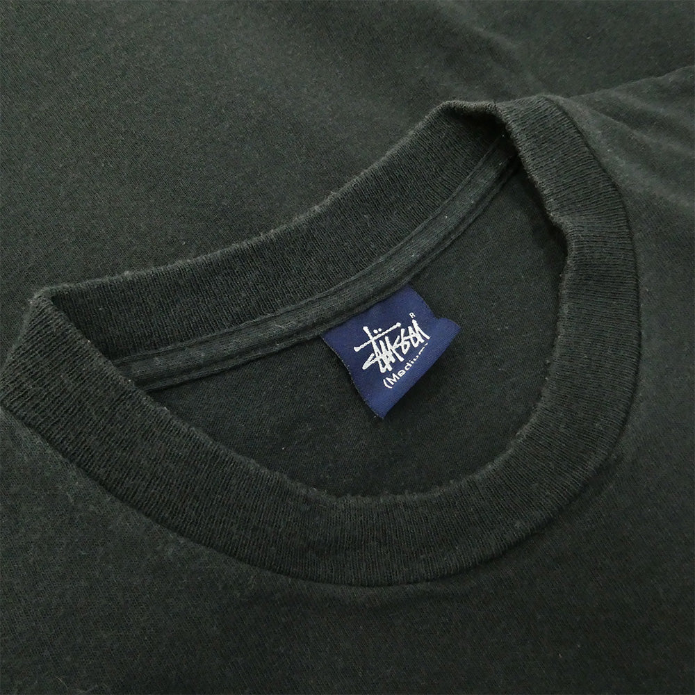 STUSSY ステューシー 90s 紺タグ OLD オールド moonbase tee グラフィック Tシャツ ブラック系 M【中古】