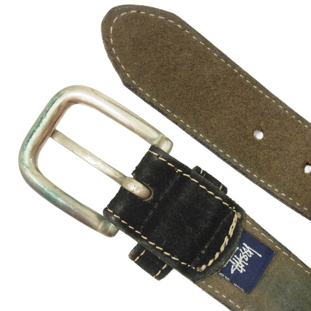 STUSSY ステューシー 90s 00s OLD SUEDE BELT オールド スエード ベルト ブラック系【中古】