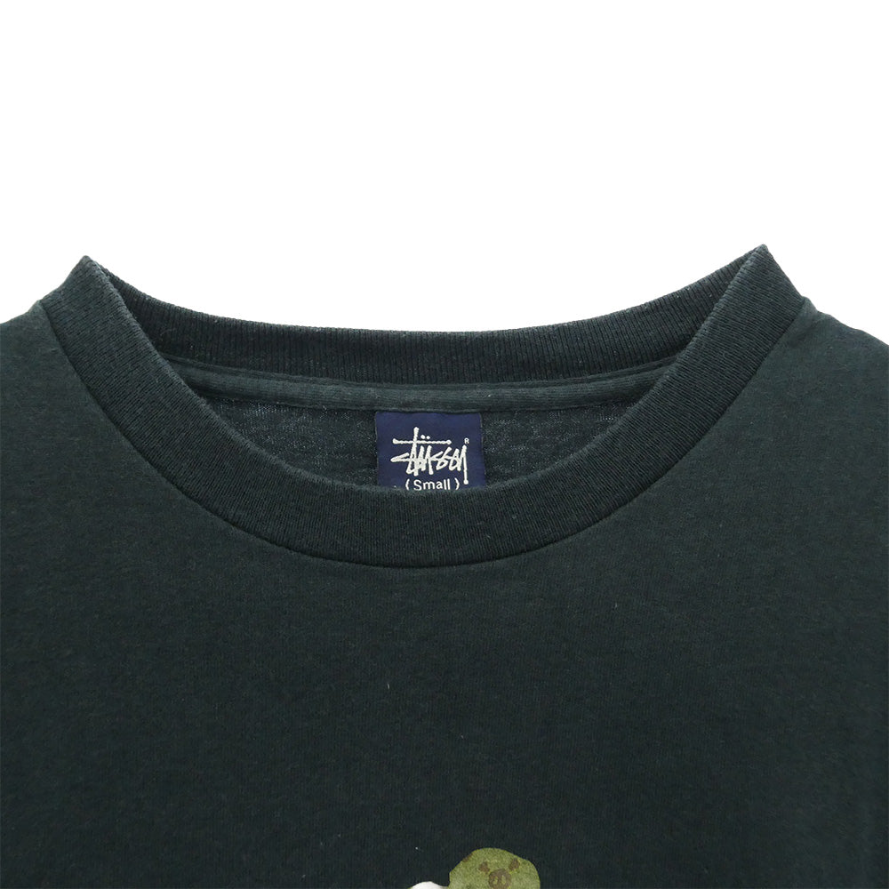STUSSY ステューシー 90s USA製 紺タグ OLD オールド MONOGRAM SKATE MAN TEE グラフィック Tシャツ ネイビー系 S【中古】