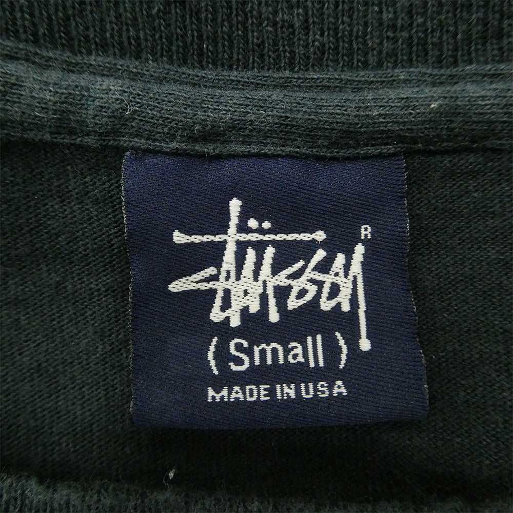 STUSSY ステューシー 90s USA製 紺タグ OLD オールド MONOGRAM SKATE MAN TEE グラフィック Tシャツ ネイビー系 S【中古】