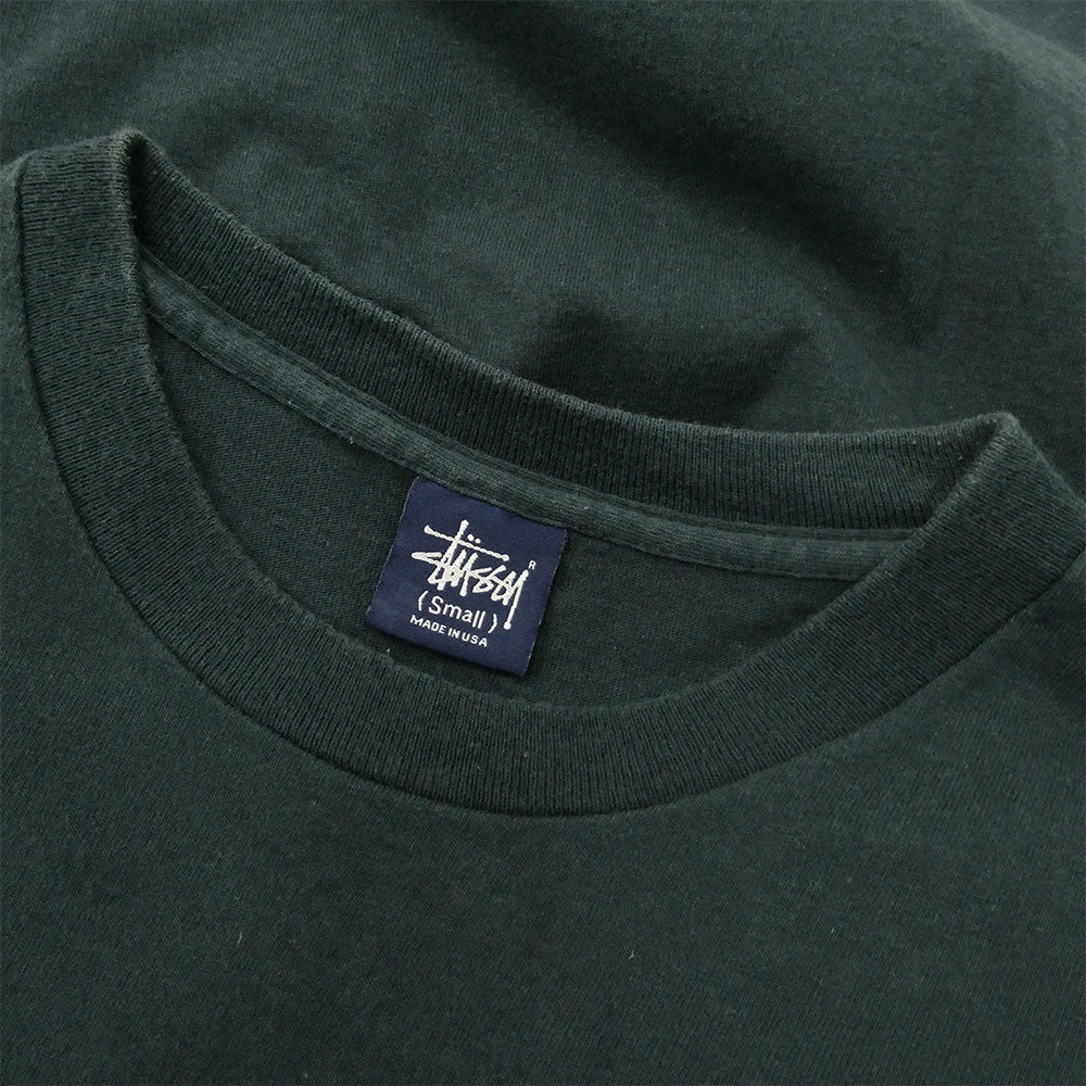 STUSSY ステューシー 90s USA製 紺タグ OLD オールド MONOGRAM SKATE MAN TEE グラフィック Tシャツ ネイビー系 S【中古】