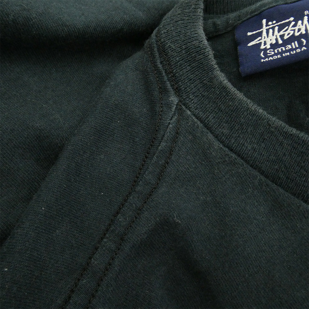 STUSSY ステューシー 90s USA製 紺タグ OLD オールド MONOGRAM SKATE MAN TEE グラフィック Tシャツ ネイビー系 S【中古】