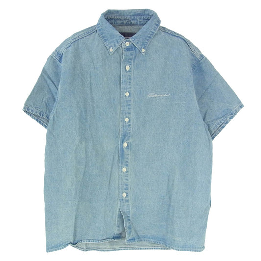 ディスイズネバーザット TNCO0DSHTS01 Washed Denim S/S Shirt ロゴ刺繡 ウォッシュド デニム ショートスリーブ 半袖 シャツ インディゴブルー系 M【中古】