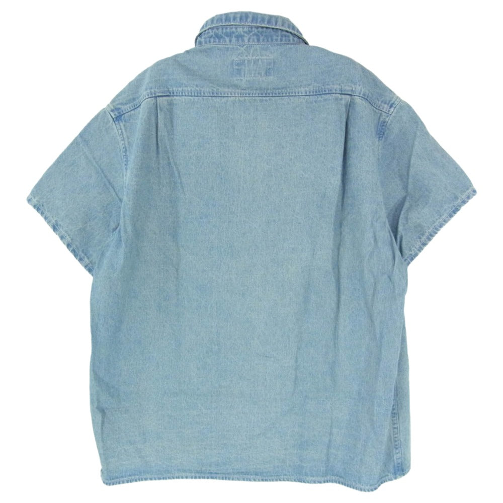 ディスイズネバーザット TNCO0DSHTS01 Washed Denim S/S Shirt ロゴ刺繡 ウォッシュド デニム ショートスリーブ 半袖 シャツ インディゴブルー系 M【中古】