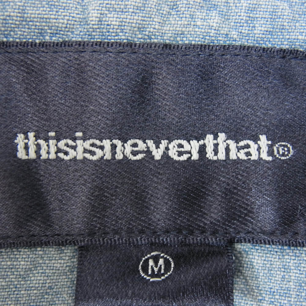 ディスイズネバーザット TNCO0DSHTS01 Washed Denim S/S Shirt ロゴ刺繡 ウォッシュド デニム ショートスリーブ 半袖 シャツ インディゴブルー系 M【中古】