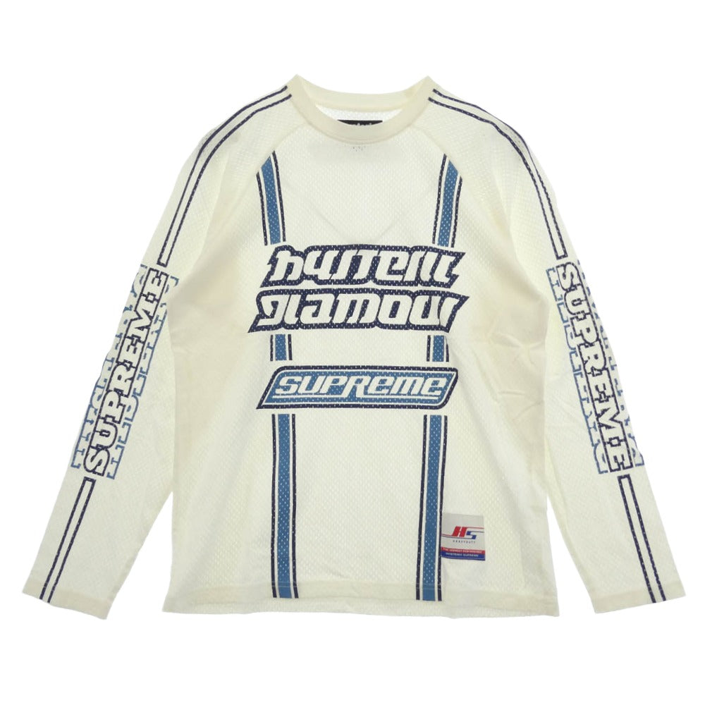 Supreme シュプリーム HYSTERIC GLAMOUR ヒステリックグラマー 24AW x HYSTERIC GLAMOUR Mesh L/S Top ヒステリックグラマー メッシュ ロングスリーブ トップ 長袖 Tシャツ カットソー オフホワイト系 ブルー系 M【中古】