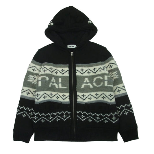 PALACE パレス 25AW LOVES ME HOODED KNIT ラブズ ミー フーデッド ジップアップ ニット パーカー ブラック系 グレー系 ホワイト系 S【中古】