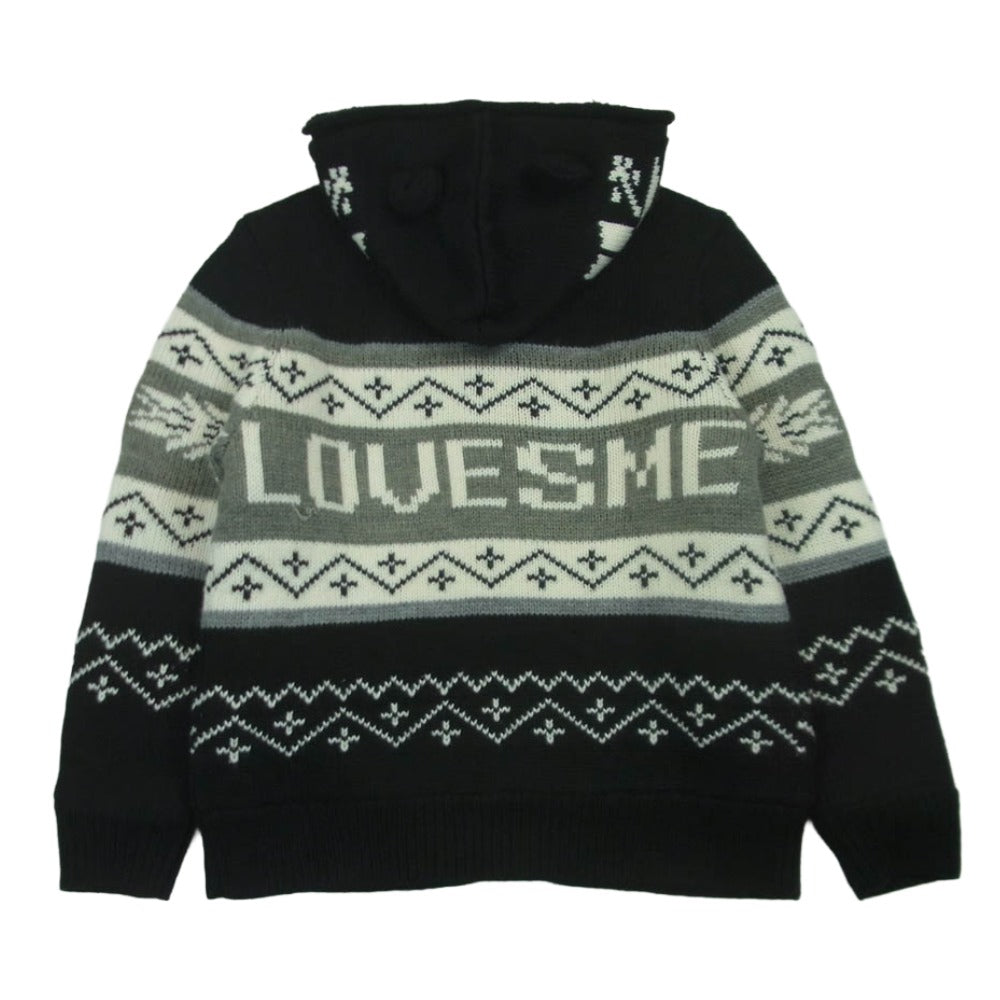 PALACE パレス 25AW LOVES ME HOODED KNIT ラブズ ミー フーデッド ジップアップ ニット パーカー ブラック系 グレー系 ホワイト系 S【中古】