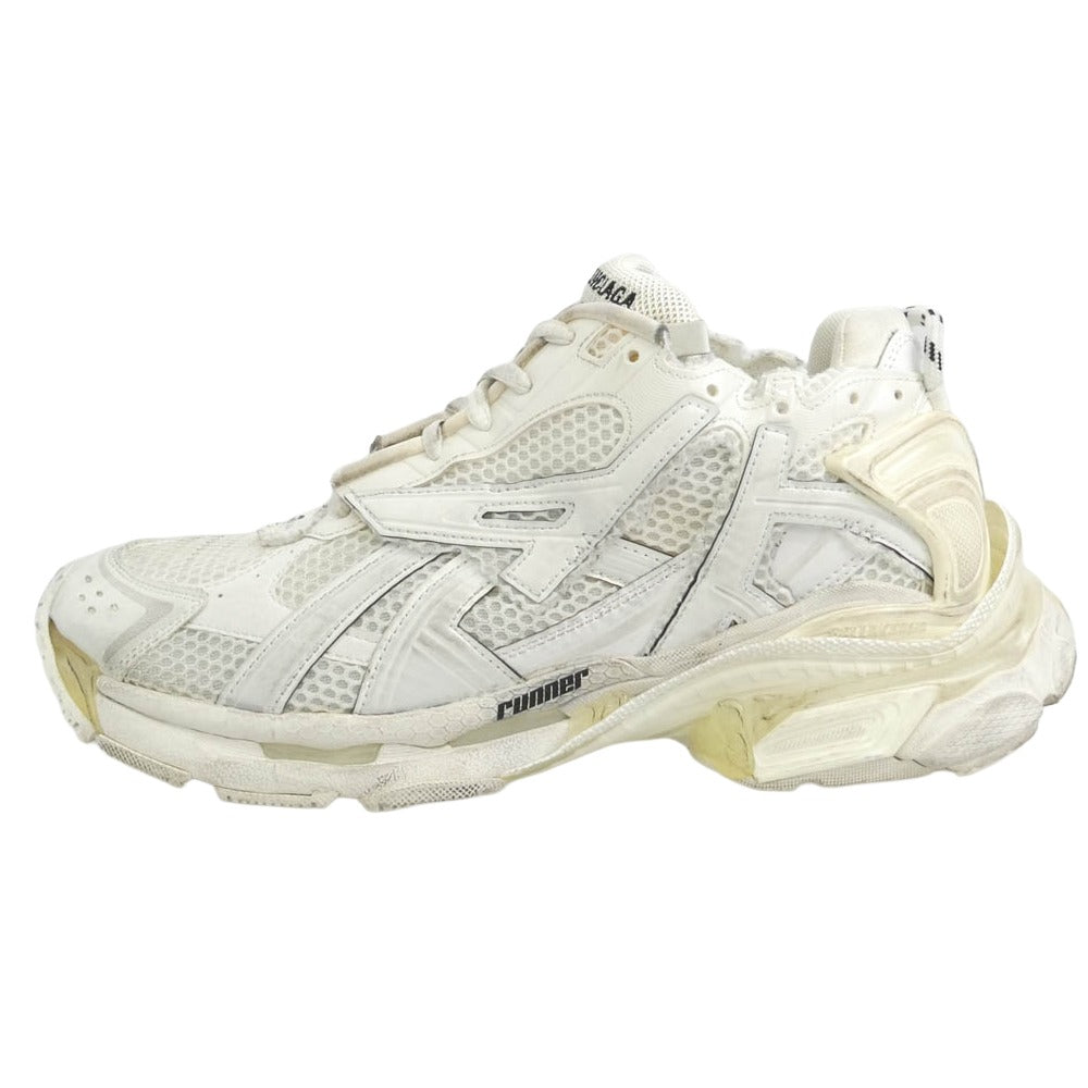 BALENCIAGA バレンシアガ 656065 RUNNER ランナー レザー メッシュ スニーカー ホワイト系 27.5【中古】