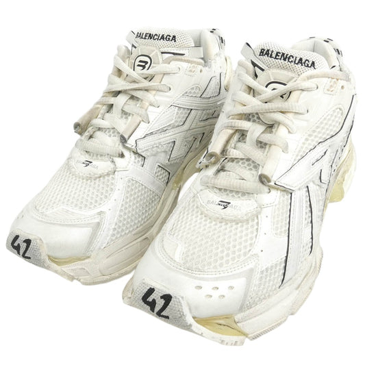 BALENCIAGA バレンシアガ 656065 RUNNER ランナー レザー メッシュ スニーカー ホワイト系 27.5【中古】