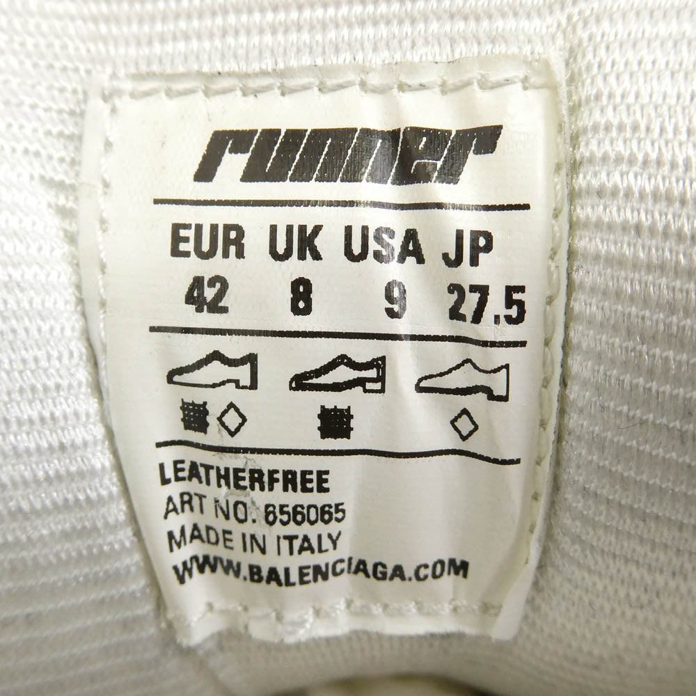BALENCIAGA バレンシアガ 656065 RUNNER ランナー レザー メッシュ スニーカー ホワイト系 27.5【中古】