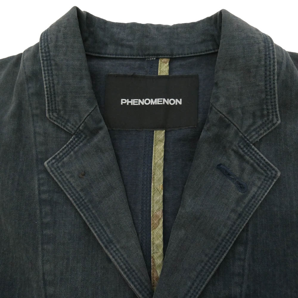PHENOMENON フェノメノン ILLJKT-328 Herringbone Coat JKT ヘリンボーンツイル コート ジャケット ネイビー系 L【中古】
